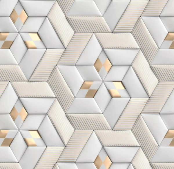 Papel De Parede Adesivo Estilo Geometrico Dourado 10m