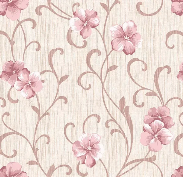 Papel De Parede Adesivo Estilo Rosa Linho Floral 5m