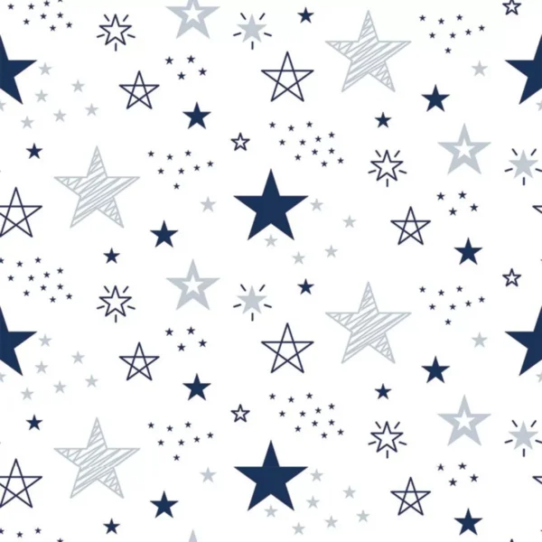 Papel De Parede Adesivo Estrelas Azul E Cinza Quarto Menino