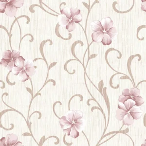 Papel De Parede Adesivo Flor Rosa Floral Arabesco Sala 12m