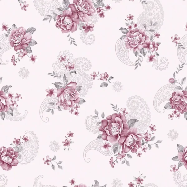 Papel De Parede Adesivo Floral Arabesco Rosa Chá - 1,05m