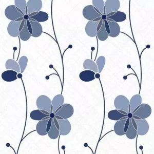 Papel De Parede Adesivo Floral Azul Fundi Quadriculado 10x58