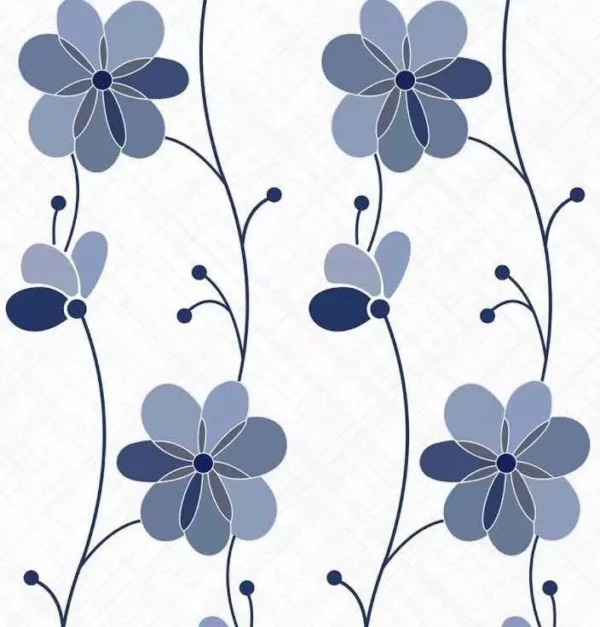 Papel De Parede Adesivo Floral Azul Fundi Quadriculado 10x58