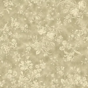 Papel De Parede Adesivo Floral Bege Tecido Vintage - 10m