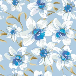 Papel De Parede Adesivo Floral Branco E Azul Delicado