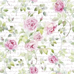 Papel De Parede Adesivo Floral Delicado Rosas Escrita Quarto