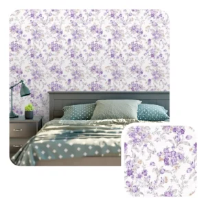 Papel De Parede Adesivo Floral Elegante Roxo Lavanda Sala 5m