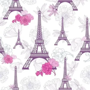 Papel De Parede Adesivo Floral Flor Roxo Sala Paris 3.5m