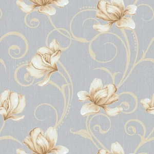 Papel De Parede Adesivo Floral Lírios Delicado Fundo Cinza 3