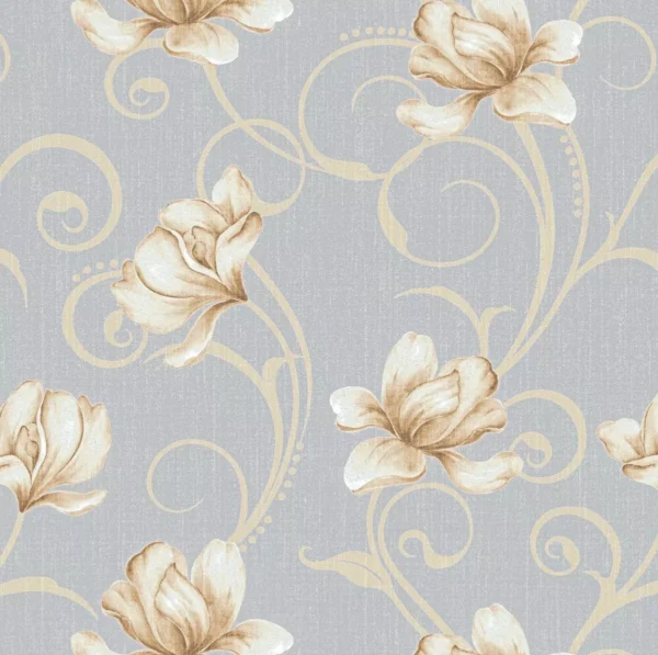 Papel De Parede Adesivo Floral Lírios Delicado Fundo Cinza 3