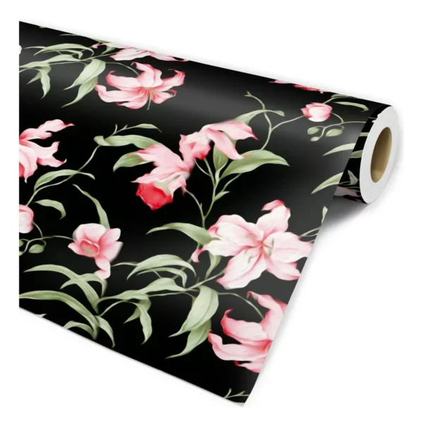 Papel De Parede Adesivo Floral Preto