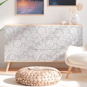 Papel De Parede Adesivo Floral Provençal Vinil Cinza 10m