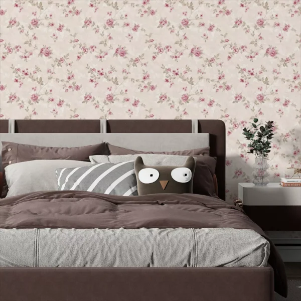 Papel De Parede Adesivo Floral Quarto Delicado Casal 5m