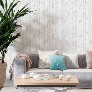 Papel De Parede Adesivo Floral Sala Amarelo 2,5m