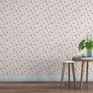 Papel De Parede Adesivo Floral Vermelho Delicado Lavável 10m