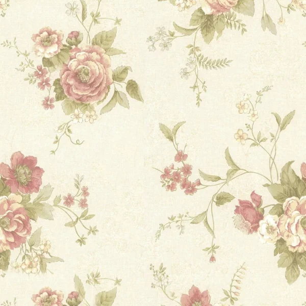 Papel De Parede Adesivo Floral Vintage Flores Nude - 12m