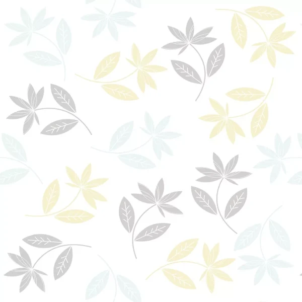 Papel De Parede Adesivo Flores Verde Cinza Amarelo 10 Mts