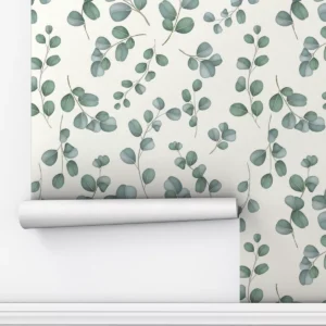 Papel De Parede Adesivo Folha Verde Ornamental 12m