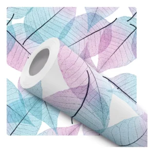 Papel De Parede Adesivo Folhas Roxo Azul Natureza 10m