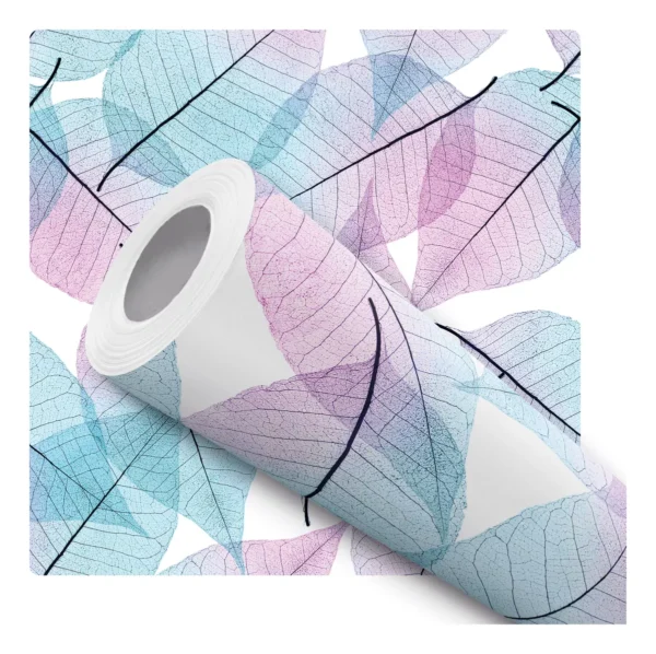 Papel De Parede Adesivo Folhas Roxo Azul Natureza 10m