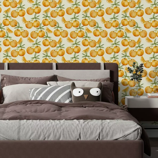 Papel De Parede Adesivo Fruta Cozinha Laranja 3,5m