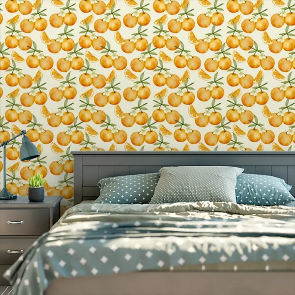 Papel De Parede Adesivo Fruta Laranja Cozinha 10m