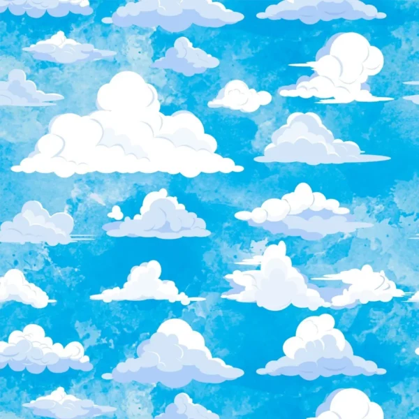 Papel De Parede Adesivo Fundo Azul Nuvens Brancas Infantil