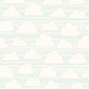 Papel De Parede Adesivo Fundo Branco Infantil Nuvens 5m