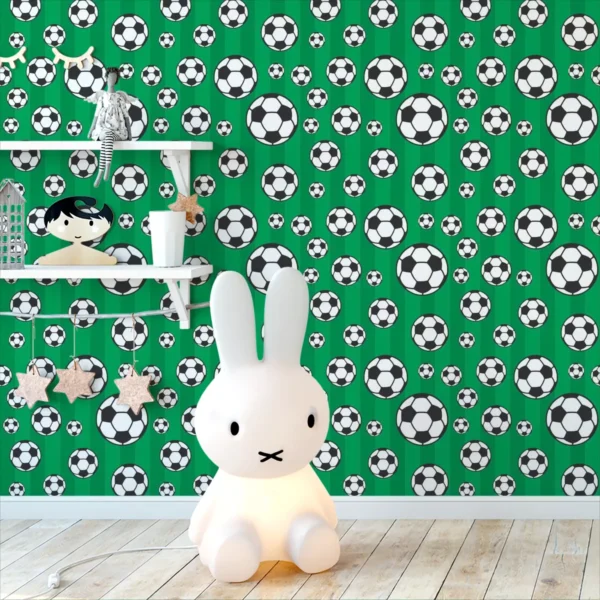 Papel De Parede Adesivo Fundo Teen Menino Futebol Verde 2,5m