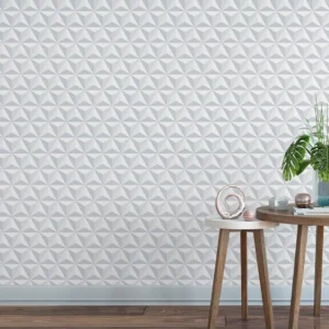 Papel De Parede Adesivo Geométrico 3d Triângulos Branco 10m