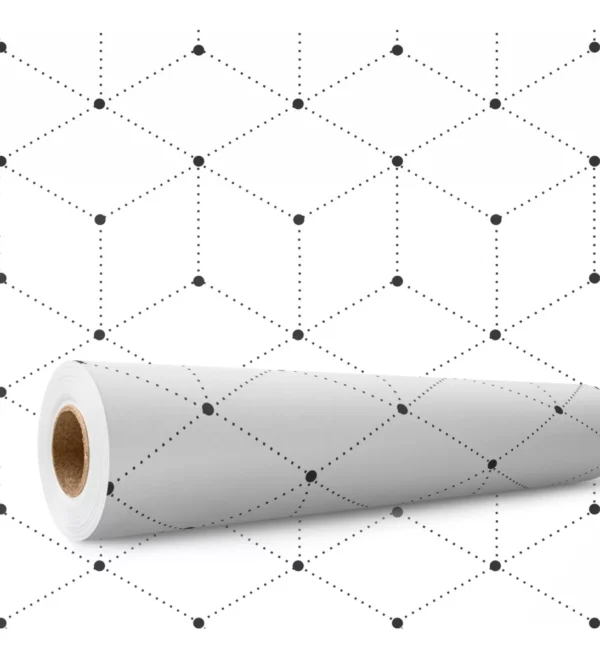 Papel De Parede Adesivo Geométrico Pontilhado Branco Preto