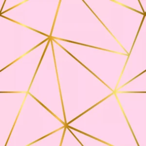 Papel De Parede Adesivo Geométrico Rosa E Dourado 3m