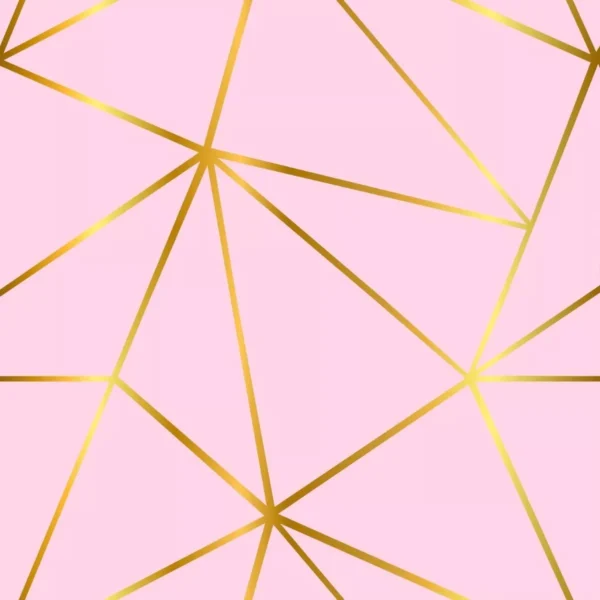 Papel De Parede Adesivo Geométrico Rosa E Dourado 3m