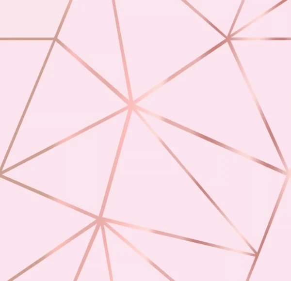 Papel De Parede Adesivo Geométrico Rosa E Rosê Gold - 15m