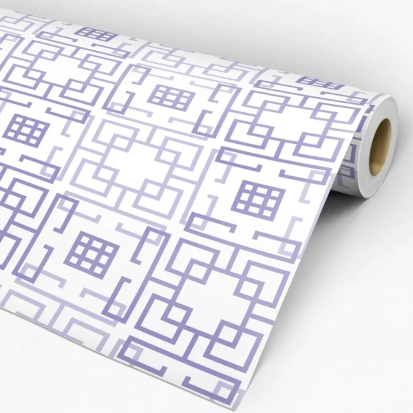 Papel De Parede Adesivo Geométrico Roxo E Branco