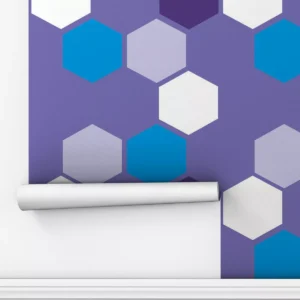 Papel De Parede Adesivo Geométrico Roxo Hexágono 2,5m