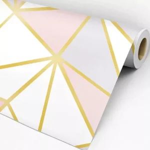 Papel De Parede Adesivo Geométrico Triangulos Rose Gold 10m