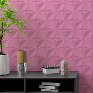 Papel De Parede Adesivo Gesso 3d Triangular Rosa Bebê 3m