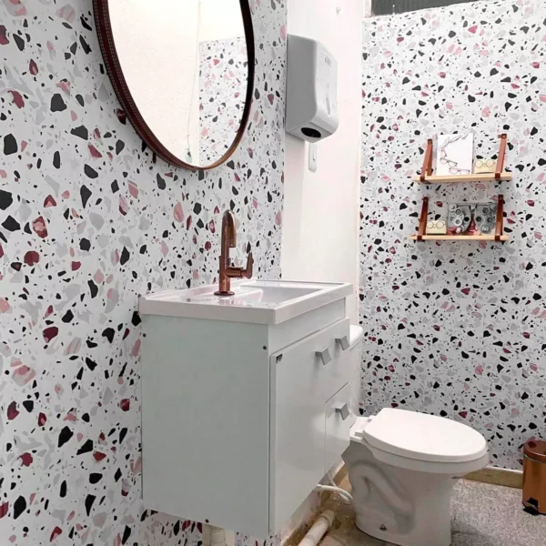 Papel De Parede Adesivo Granilite Terrazzo Quartzo Decoração