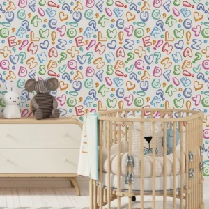 Papel De Parede Adesivo Infantil Alfabeto Colorido Rolo 1m