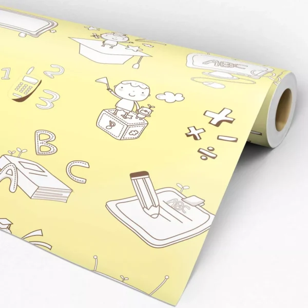 Papel De Parede Adesivo Infantil Amarelo E Branco