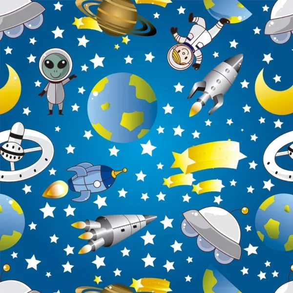 Papel De Parede Adesivo Infantil Astronauta Espaço - 1,05m