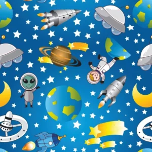 Papel De Parede Adesivo Infantil Astronautas Estrelas