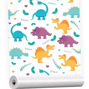 Papel De Parede Adesivo Infantil Bebê Dinossauros 3m X 59cm