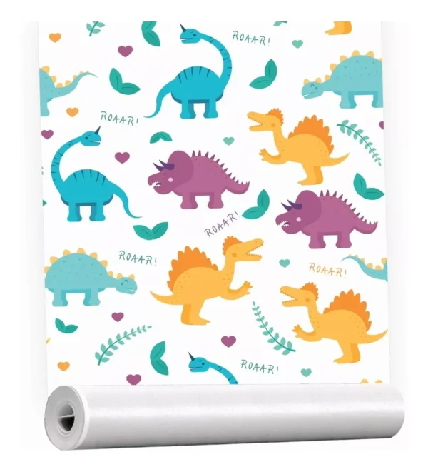 Papel De Parede Adesivo Infantil Bebê Dinossauros 3m X 59cm