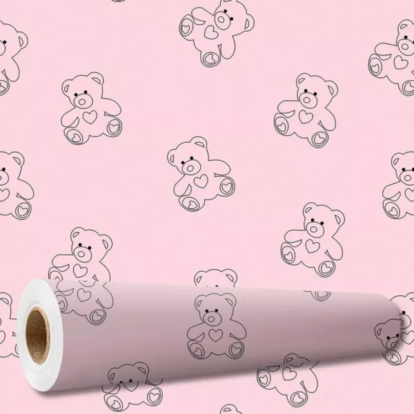 Papel De Parede Adesivo Infantil Bebê Menina Urso Rosa