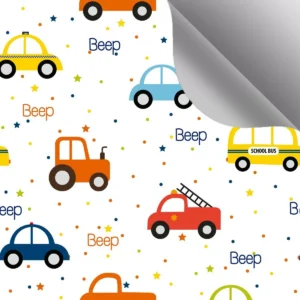 Papel De Parede Adesivo Infantil Carros Fundo Branco 10m