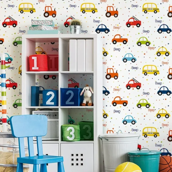 Papel De Parede Adesivo Infantil Carros Menino Carrinhos 10