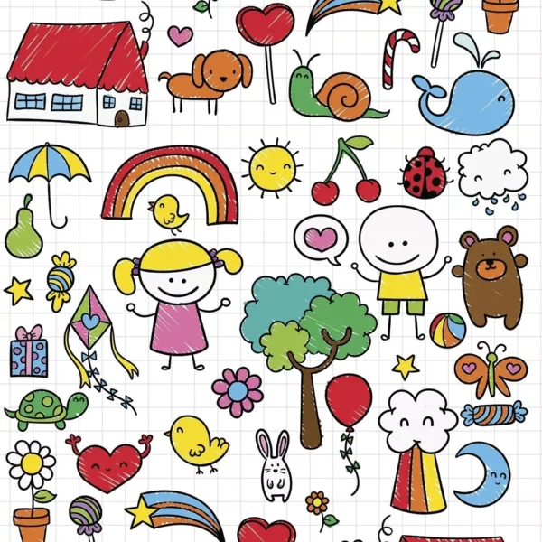 Papel De Parede Adesivo Infantil Desenhos Natureza - 1,05m