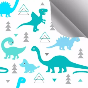 Papel De Parede Adesivo Infantil Dinosauro Verde Azul 2.5m